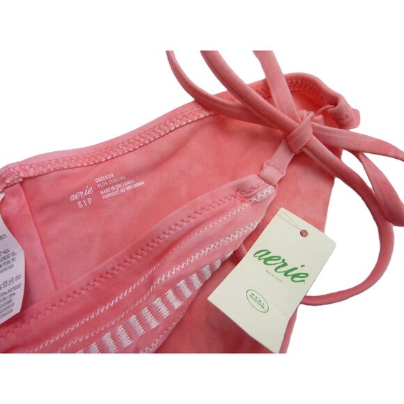 NWT Aerie Swim Floral Tie-dye Beaded Side Tie Cheekier Bikini Bottom S - Picture 3 of 5